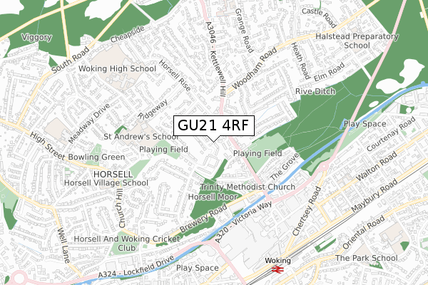 GU21 4RF map - small scale - OS Open Zoomstack (Ordnance Survey)