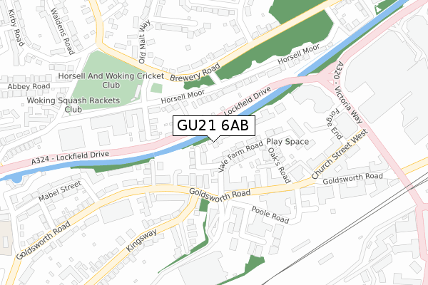 GU21 6AB map - large scale - OS Open Zoomstack (Ordnance Survey)