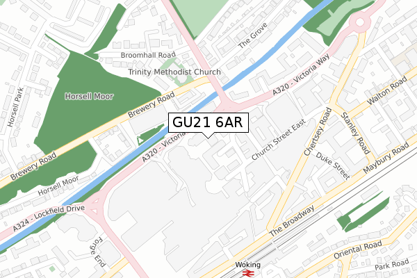 GU21 6AR map - large scale - OS Open Zoomstack (Ordnance Survey)