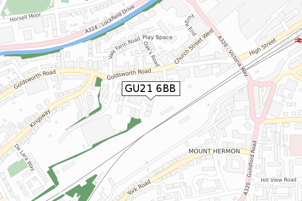 GU21 6BB map - large scale - OS Open Zoomstack (Ordnance Survey)