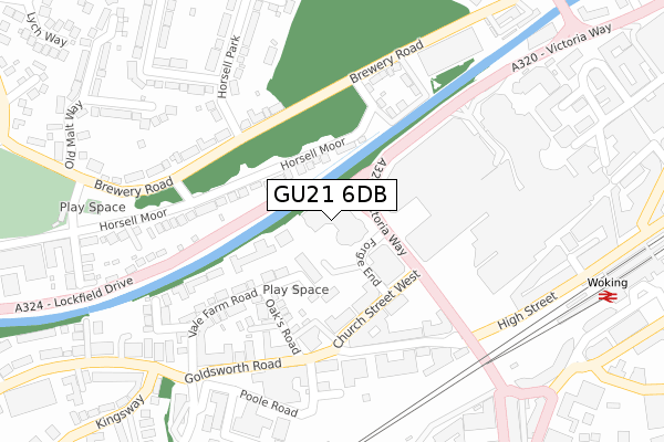 GU21 6DB map - large scale - OS Open Zoomstack (Ordnance Survey)