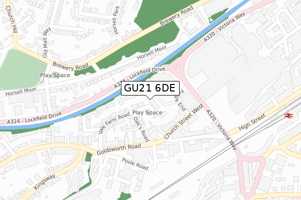 GU21 6DE map - large scale - OS Open Zoomstack (Ordnance Survey)