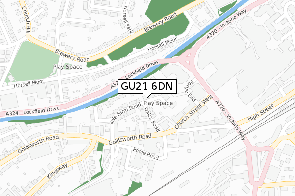 GU21 6DN map - large scale - OS Open Zoomstack (Ordnance Survey)