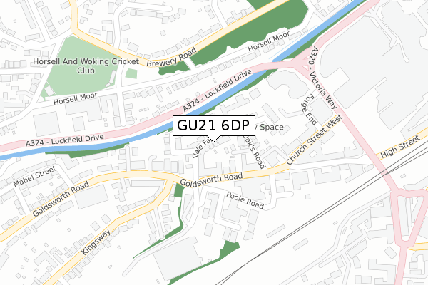 GU21 6DP map - large scale - OS Open Zoomstack (Ordnance Survey)