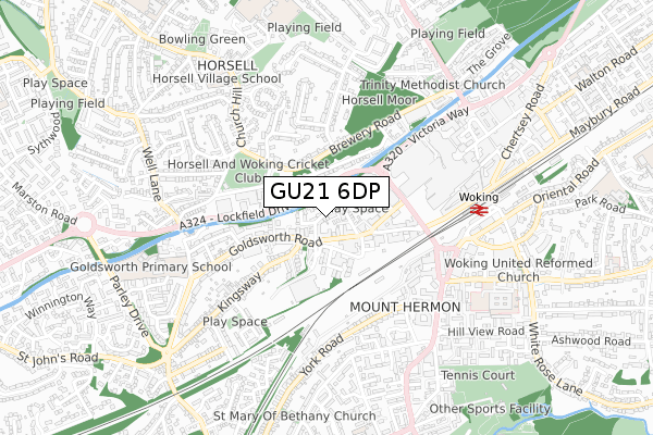 GU21 6DP map - small scale - OS Open Zoomstack (Ordnance Survey)