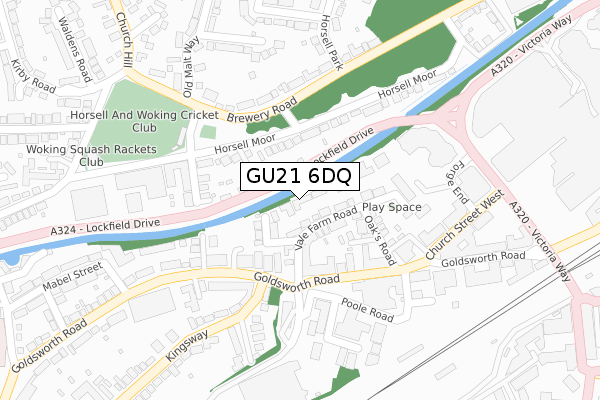 GU21 6DQ map - large scale - OS Open Zoomstack (Ordnance Survey)