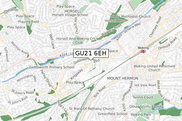 GU21 6EH map - small scale - OS Open Zoomstack (Ordnance Survey)