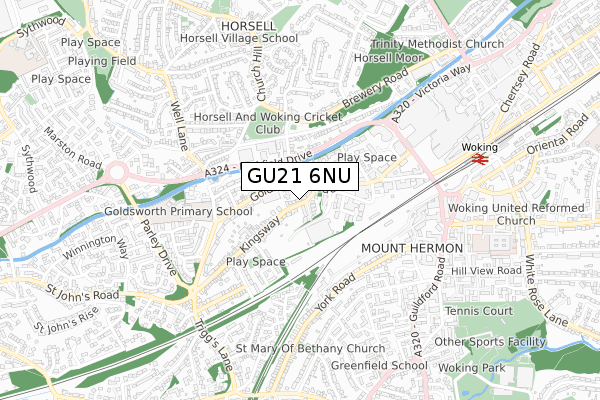GU21 6NU map - small scale - OS Open Zoomstack (Ordnance Survey)