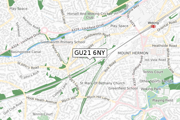 GU21 6NY map - small scale - OS Open Zoomstack (Ordnance Survey)