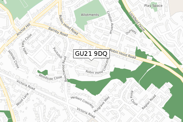 GU21 9DQ map - large scale - OS Open Zoomstack (Ordnance Survey) GU21 9DQ map - large scale - OS Open Zoomstack (Ordnance Survey)