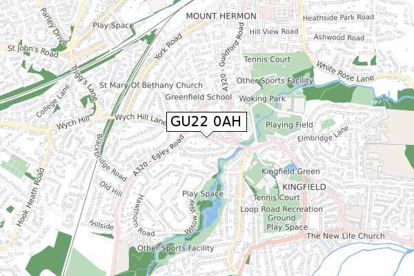 GU22 0AH map - small scale - OS Open Zoomstack (Ordnance Survey)