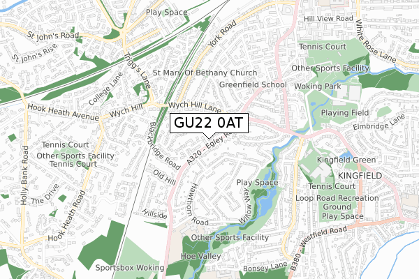 GU22 0AT map - small scale - OS Open Zoomstack (Ordnance Survey)