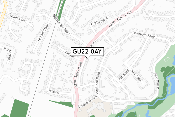 GU22 0AY map - large scale - OS Open Zoomstack (Ordnance Survey)