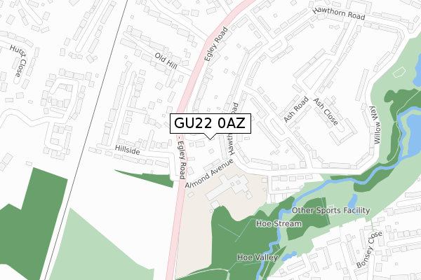 GU22 0AZ map - large scale - OS Open Zoomstack (Ordnance Survey)