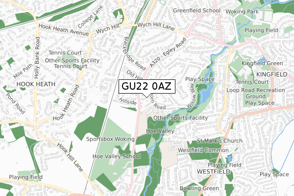 GU22 0AZ map - small scale - OS Open Zoomstack (Ordnance Survey)