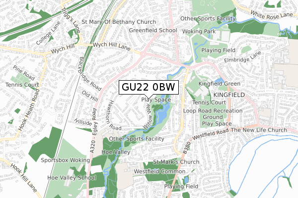GU22 0BW map - small scale - OS Open Zoomstack (Ordnance Survey)