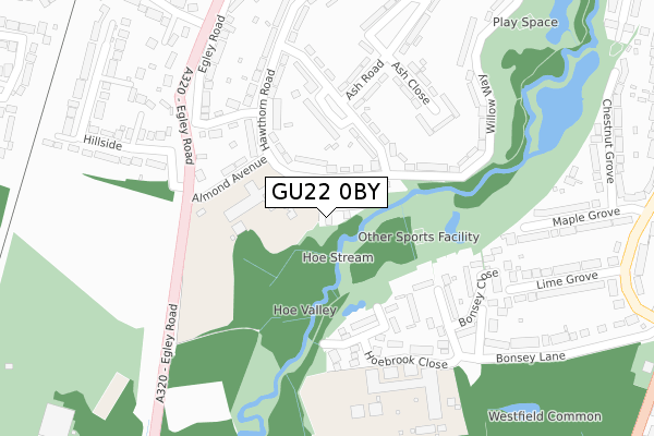 GU22 0BY map - large scale - OS Open Zoomstack (Ordnance Survey)