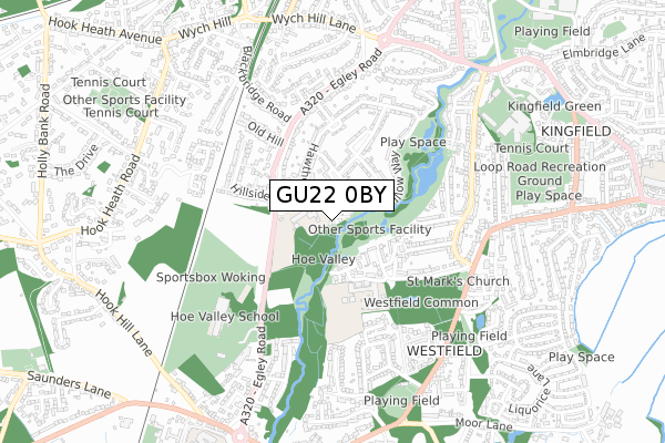 GU22 0BY map - small scale - OS Open Zoomstack (Ordnance Survey)