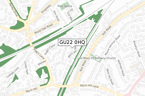 GU22 0HQ map - large scale - OS Open Zoomstack (Ordnance Survey)