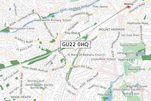 GU22 0HQ map - small scale - OS Open Zoomstack (Ordnance Survey)