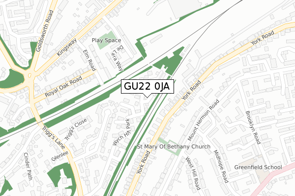 GU22 0JA map - large scale - OS Open Zoomstack (Ordnance Survey)