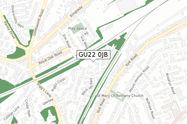 GU22 0JB map - large scale - OS Open Zoomstack (Ordnance Survey)