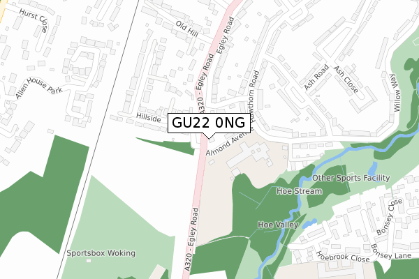 GU22 0NG map - large scale - OS Open Zoomstack (Ordnance Survey)