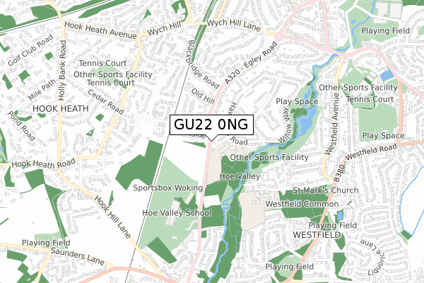 GU22 0NG map - small scale - OS Open Zoomstack (Ordnance Survey)