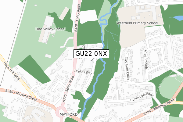 GU22 0NX map - large scale - OS Open Zoomstack (Ordnance Survey)