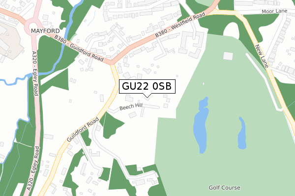 GU22 0SB map - large scale - OS Open Zoomstack (Ordnance Survey)