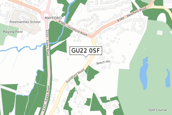 GU22 0SF map - large scale - OS Open Zoomstack (Ordnance Survey)
