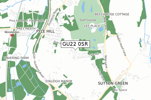 GU22 0SR map - small scale - OS Open Zoomstack (Ordnance Survey)