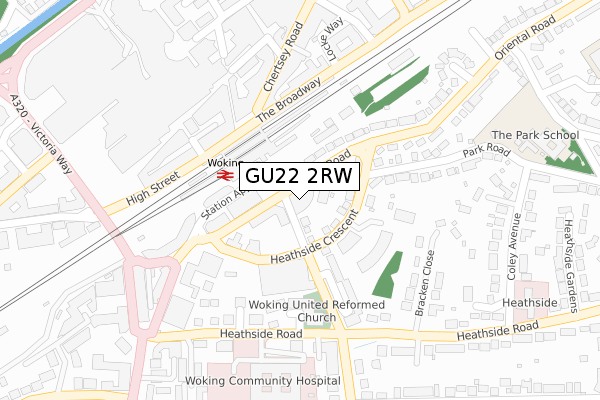 GU22 2RW map - large scale - OS Open Zoomstack (Ordnance Survey)