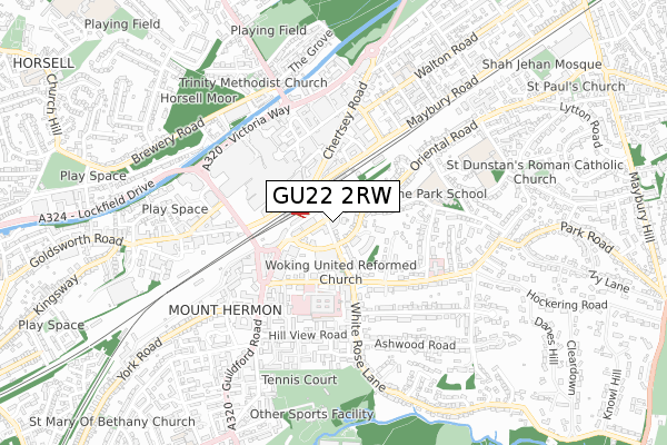 GU22 2RW map - small scale - OS Open Zoomstack (Ordnance Survey)