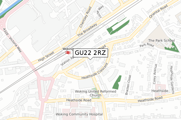 GU22 2RZ map - large scale - OS Open Zoomstack (Ordnance Survey)