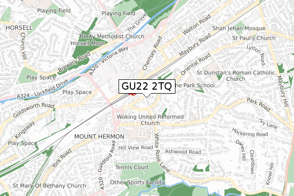 GU22 2TQ map - small scale - OS Open Zoomstack (Ordnance Survey)