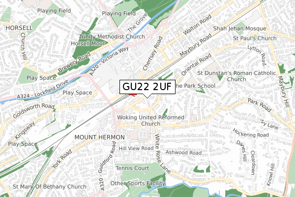 GU22 2UF map - small scale - OS Open Zoomstack (Ordnance Survey)