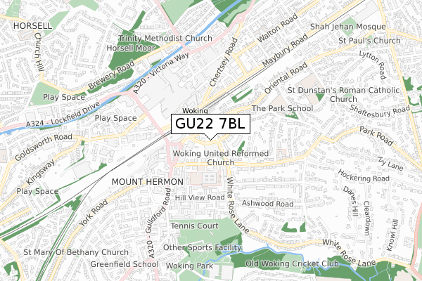 GU22 7BL map - small scale - OS Open Zoomstack (Ordnance Survey) GU22 7BL map - small scale - OS Open Zoomstack (Ordnance Survey)