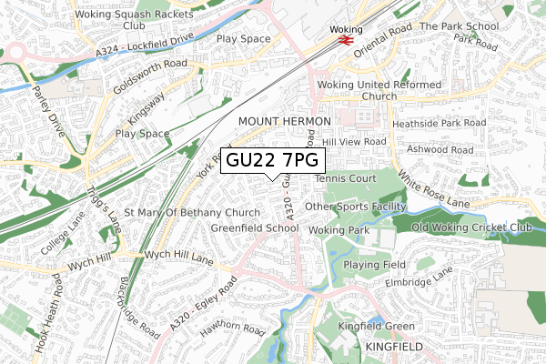 GU22 7PG map - small scale - OS Open Zoomstack (Ordnance Survey)