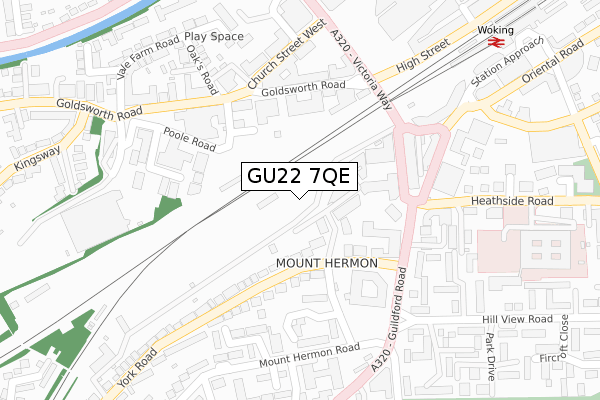 GU22 7QE map - large scale - OS Open Zoomstack (Ordnance Survey)