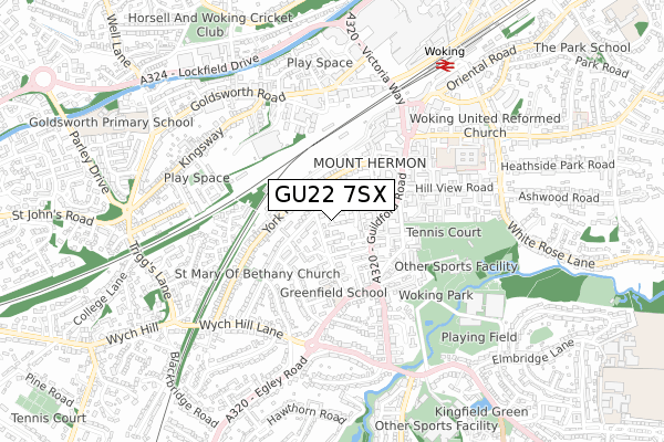 GU22 7SX map - small scale - OS Open Zoomstack (Ordnance Survey) GU22 7SX map - small scale - OS Open Zoomstack (Ordnance Survey)