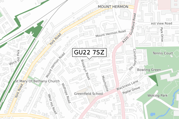 GU22 7SZ map - large scale - OS Open Zoomstack (Ordnance Survey)