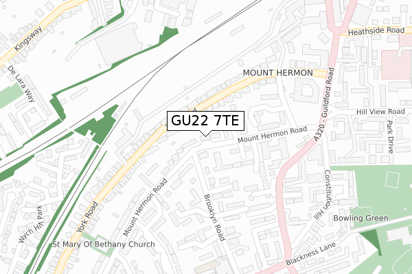 GU22 7TE map - large scale - OS Open Zoomstack (Ordnance Survey)