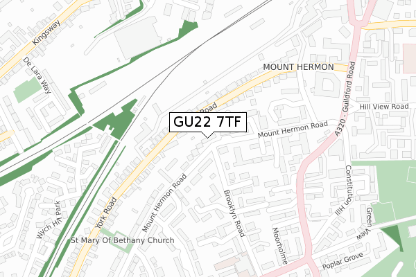 GU22 7TF map - large scale - OS Open Zoomstack (Ordnance Survey)
