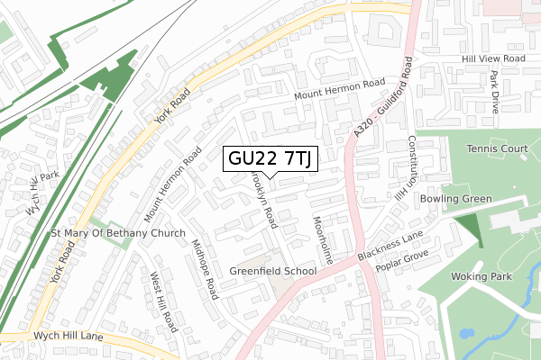 GU22 7TJ map - large scale - OS Open Zoomstack (Ordnance Survey)