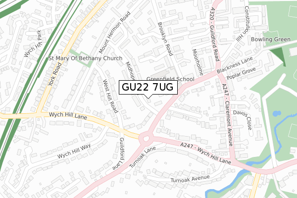 GU22 7UG map - large scale - OS Open Zoomstack (Ordnance Survey)