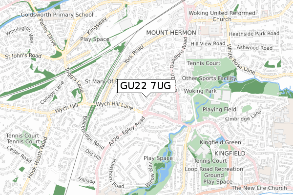 GU22 7UG map - small scale - OS Open Zoomstack (Ordnance Survey)