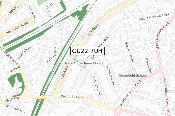 GU22 7UH map - large scale - OS Open Zoomstack (Ordnance Survey)