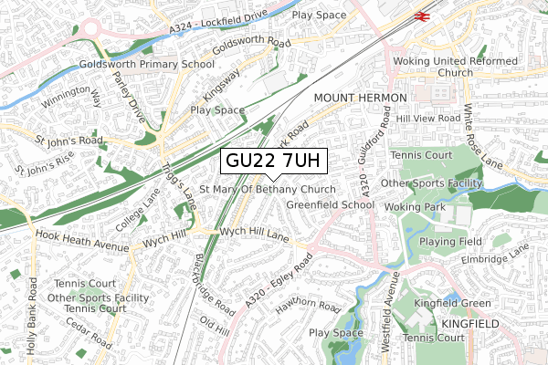 GU22 7UH map - small scale - OS Open Zoomstack (Ordnance Survey)