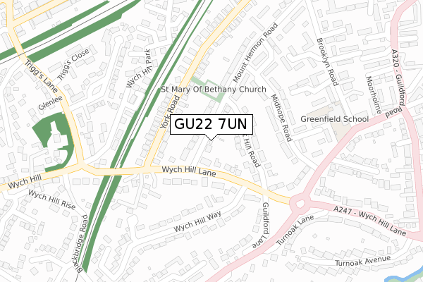 GU22 7UN map - large scale - OS Open Zoomstack (Ordnance Survey)